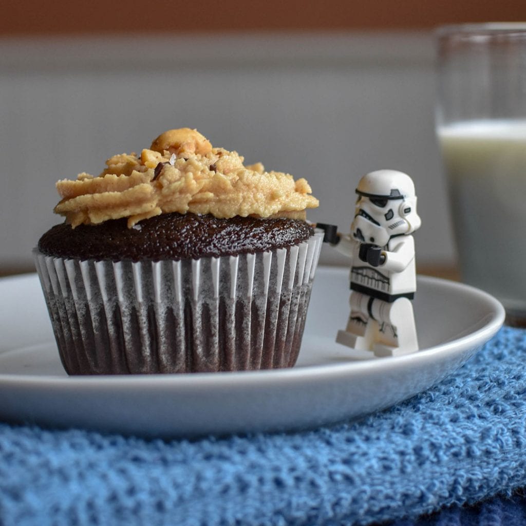 Chocolate Coca-Cola Salted Peanut Butter Buttercream Cupcake and Friend