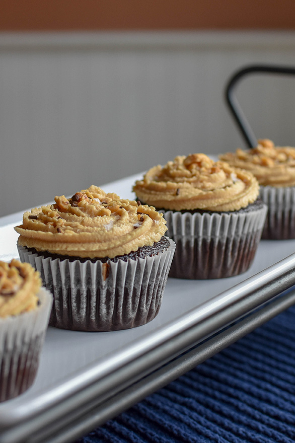 Chocolate Coca-Cola Salted Peanut Butter Buttercream Cupcakes